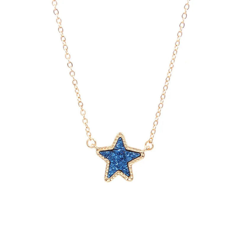 Faux Dancing Star Resin Druzy Necklaces for Women Pendants