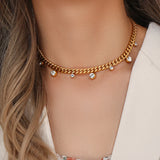Cuban Chain Necklace Crystal Zircon Stone Choker Necklace For Women