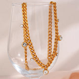 Cuban Chain Necklace Crystal Zircon Stone Choker Necklace For Women