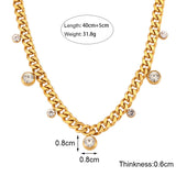 Cuban Chain Necklace Crystal Zircon Stone Choker Necklace For Women