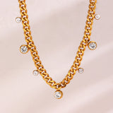 Cuban Chain Necklace Crystal Zircon Stone Choker Necklace For Women