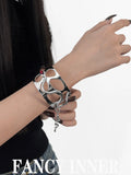 Snake Bracelet Geometry Ellipse Hollow Punk Rhinestone Metal Bangle