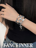 Snake Bracelet Geometry Ellipse Hollow Punk Rhinestone Metal Bangle