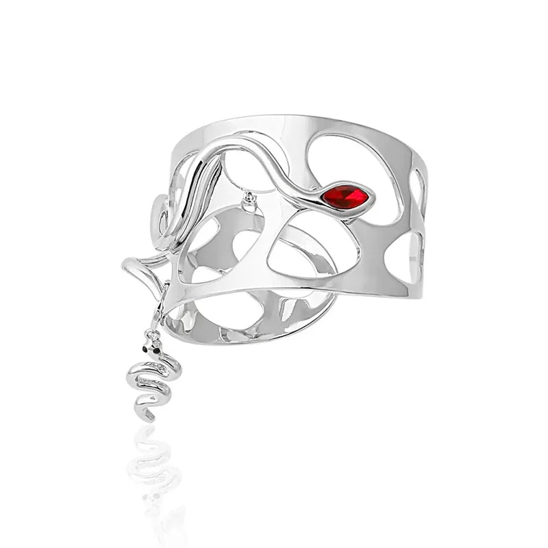 Snake Bracelet Geometry Ellipse Hollow Punk Rhinestone Metal Bangle