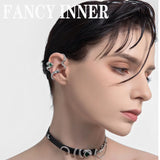 Green Rhinestone Snake Ear Clip Earring - Punk Style