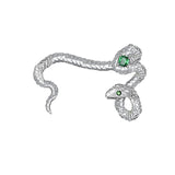 Green Rhinestone Snake Ear Clip Earring - Punk Style