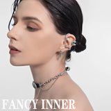 Green Rhinestone Snake Ear Clip Earring - Punk Style