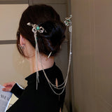Silver Snake Hair Stick Forks Tassel Headpiece