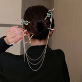Silver Snake Hair Stick Forks Tassel Headpiece