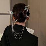 Silver Snake Hair Stick Forks Tassel Headpiece