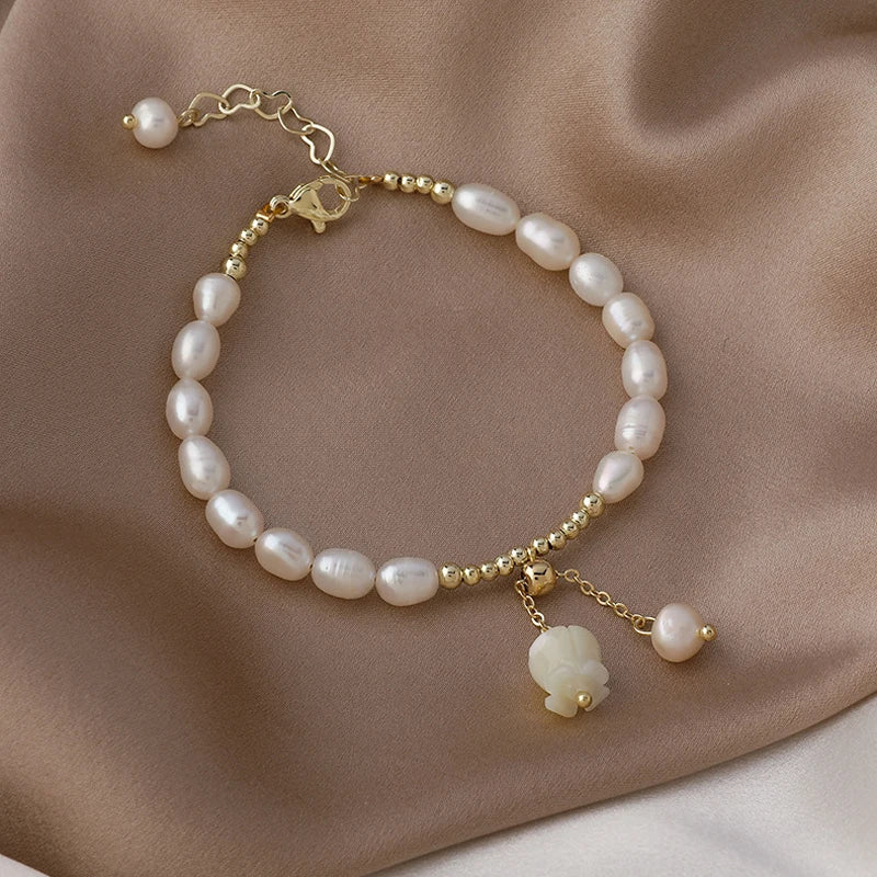 South Korea Baroque Freshwater Pearl Bracelet Rose Bracelet Women Jewelry