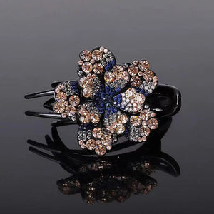 Vintage Crystal Flowers Hair Barrettes Hair Clips