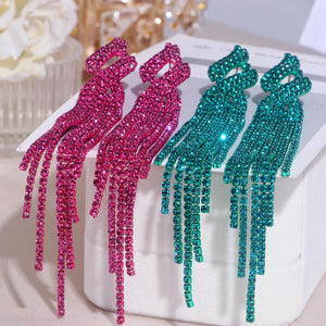 Sparkling Long Tassel Dangle Earrings for Women Wedding Jewelry
