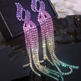 Sparkling Long Tassel Dangle Earrings for Women Wedding Jewelry