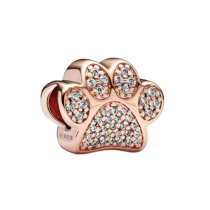Paw Print Charm 925 Sterling Silver Beads DIY Jewelry Making