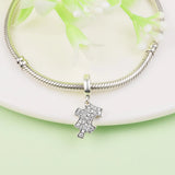 Sparkle Puzzle Piece Charm 925 Silver Beads for Bracelet DIY Jewelry