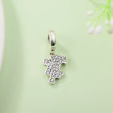 Sparkle Puzzle Piece Charm 925 Silver Beads for Bracelet DIY Jewelry