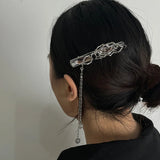 Spider Hairpin Hair Clip Rhinestones Opal Stone Tassel Metal Punk Headwear