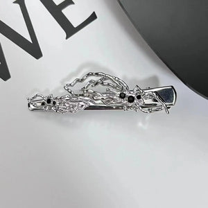 Spider Hairpin Hair Clip Rhinestones Opal Stone Tassel Metal Punk Headwear