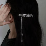 Spider Hairpin Hair Clip Rhinestones Opal Stone Tassel Metal Punk Headwear