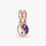 Yin & Yang Sparkling Dangle Charm 925 Sterling Silver Beads