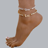Zircon 12 Constellation Anklet for Women Rhinestone Letters Beach Jewelry