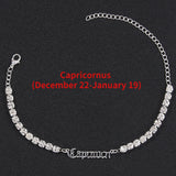 Zircon 12 Constellation Anklet for Women Rhinestone Letters Beach Jewelry
