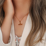 Minimalist T Bar Pendant Necklace 18K Plated Stainless Steel