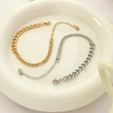 Stainless Steel Asymmetric Splicing Cuban Chain Bracelet For Women