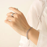 Stainless Steel Asymmetric Splicing Cuban Chain Bracelet For Women