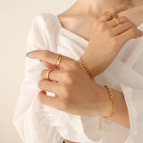 Stainless Steel Asymmetric Splicing Cuban Chain Bracelet For Women