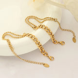 Stainless Steel Asymmetric Splicing Cuban Chain Bracelet For Women