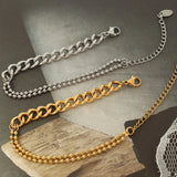 Stainless Steel Asymmetric Splicing Cuban Chain Bracelet For Women