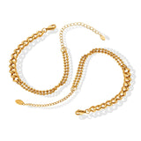 Stainless Steel Asymmetric Splicing Cuban Chain Bracelet For Women