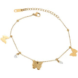 Stainless Steel Crystal Butterfly Anklet Women Ins Summer Beach Ankle Chain