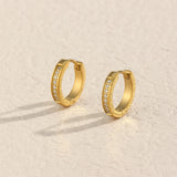 Mini CZ Hoop Earrings 18K Plated Crystal Stone Paved Huggies