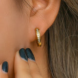 Mini CZ Hoop Earrings 18K Plated Crystal Stone Paved Huggies