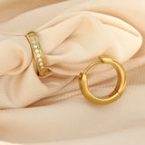 Mini CZ Hoop Earrings 18K Plated Crystal Stone Paved Huggies