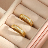 Mini CZ Hoop Earrings 18K Plated Crystal Stone Paved Huggies