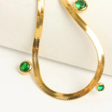 Stainless Steel CZ Chain Collar Necklace 18k Plated Jewelry