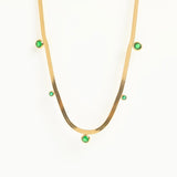 Stainless Steel CZ Chain Collar Necklace 18k Plated Jewelry