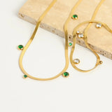 Stainless Steel CZ Chain Collar Necklace 18k Plated Jewelry