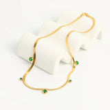 Stainless Steel CZ Chain Collar Necklace 18k Plated Jewelry
