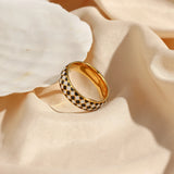 Small Enamel Checker Ring Y2K Jewelry Ring