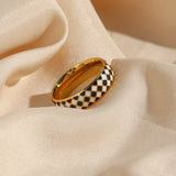 Small Enamel Checker Ring Y2K Jewelry Ring