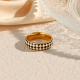 Small Enamel Checker Ring Y2K Jewelry Ring