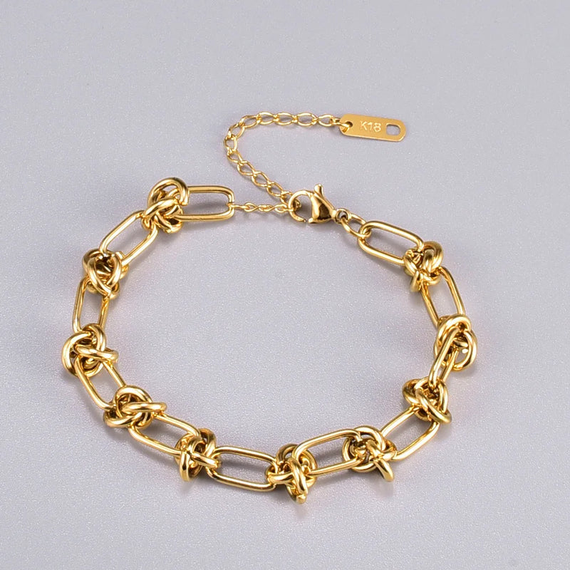 Stainless Steel Knotted Chain Bracelet Hip Hop Twisted Link