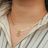 Stainless Steel Herringbone Chain & Simulated Pearl Alphabet Pendant Necklace