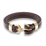 Multilayer Leather Bracelet Anchor Bracelet Punk Men Charm Jewelry