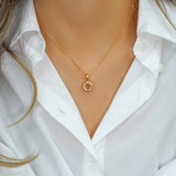 Stainless Steel Smiley Necklace with Zircon Stone for Women